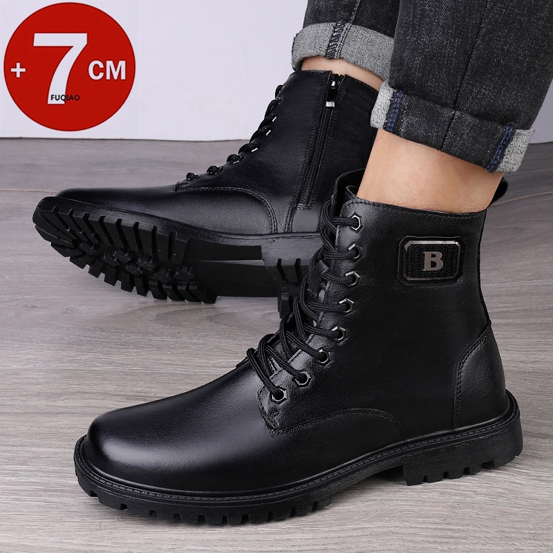 Sepatu Bot Kulit Pria Penambah - Men'S Shoes Increase Height ulasan dan harga